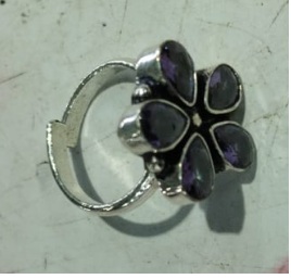Private Label GIRLS STYLISH RING STERLING SILVER POLISH BRASS BASE WITH LEVENDER COLOR STONE PACK OF 1