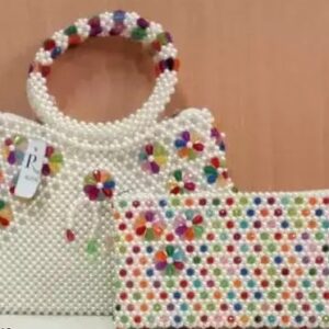 Private Label Rosy Multicolor and White Hand Bag and Clutch