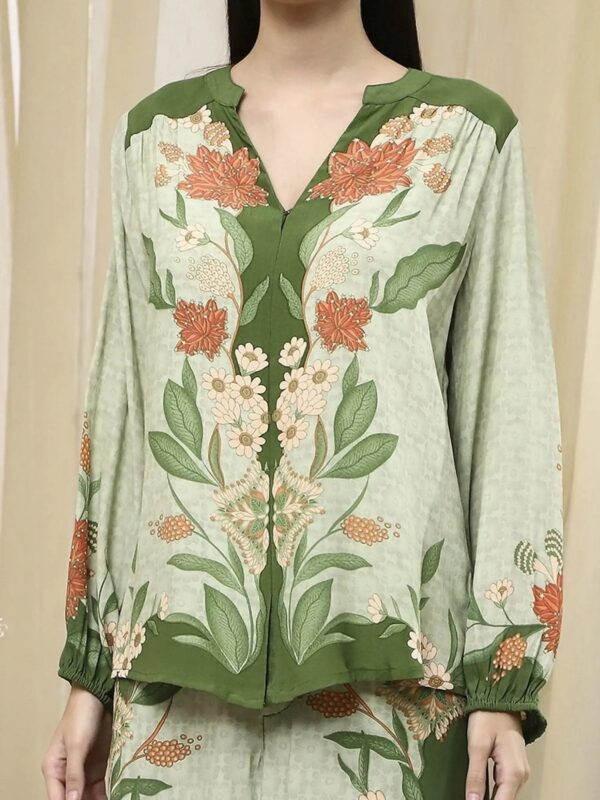Biba Green Straight Fit Floral Print Co Ord Set