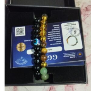 GGLAB Money Magnet No Nazar Evil Eye With Black Tourmaline Healing Streachable Bracelet