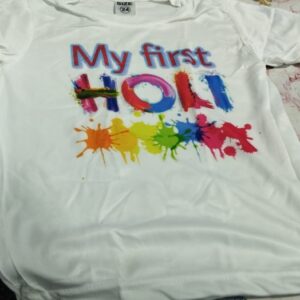 Veegap for Master White Color Boy Girl Brother Sister T shirt for Holi printed size 24
