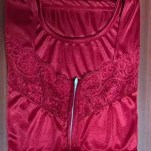 Private Label Satin Nighty Half Sleeve Marron Color For Women
