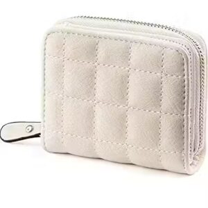 Private Label Leather Mini Zipper Wallet for Women Cream Colour