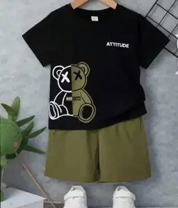 Private Label Boys Clothing Set Green And Black 18 Size