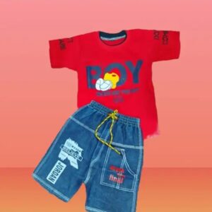 Private Label Boys Graphic Print Tshirt With denim Shorts 0 Size