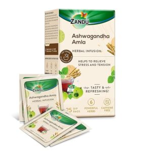 Zandu Ashwagandha Amla Ayurvedic Infusion a Herbal Tea Enriched with 6 Ayurvedic Ingredients 25 Tea Bags