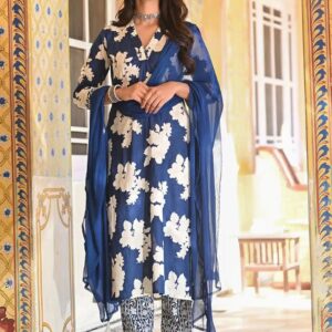 Anni Designer Floral Printed V Neck Regular Straight Kurta S Size