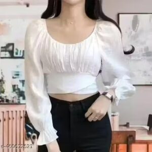 Private Label Women White Colour Crop Top XL Size