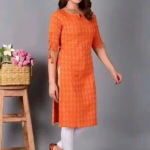 Private Label Women Orange Colour Kurti Set 3XL Size