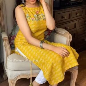 Private Label women kurti Yellow Colour Free Size