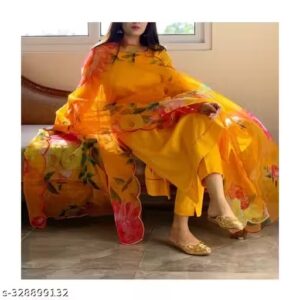 Private Label Women Yellow Colour Kurti Set 3XL Size