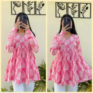 Private Label Design Studio Trendy top For Women Pink And White Colour Free Size