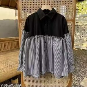 Private Label Classy Feminine Women Tops White And Black Colour Free Size