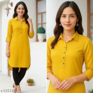 Private Label Women Yellow Colour Kurti MSize