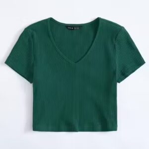 Private Lable V Neck Top for Womens Free Size Green