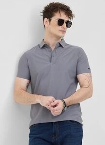 Snitch Men Solid Polo Neck Nylon MauveT Shirt Free Size