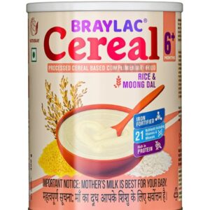 Braylac Cereal Rice AND Moong Dal Baby Cereal Easy to Digest 6 Months baby 300gm Tin Pack