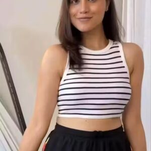 Private Label Striped Tank Top White Colour Free Size