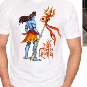 Private Label Shivaye Printed Round Neck Short Sleeve White T Shirt Polyester for Men 36 Size