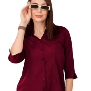 Private Label Colour Cotton Blend Slim Fit Shirt Marron Colour M Size