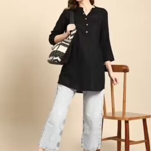 Private Label Short Kurta For Women Black Colour Xl Size
