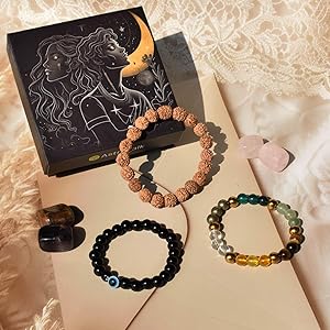 Astrotalk Maha Dhan Yog Combo 5 Mukhi Rudraksha Dhan Yog Bracelet Evil eye Bracelet