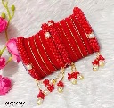 Private Label Stylish Bangles Set with Jhumki Maroon 26 Size