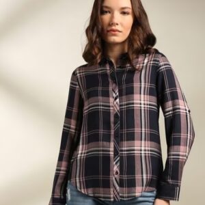 DNMX Women Checked Regular Fit Shirt navy S