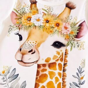 Private Label Girls Giraffe 3D Print Long Sleeve T Shirt 18 Size