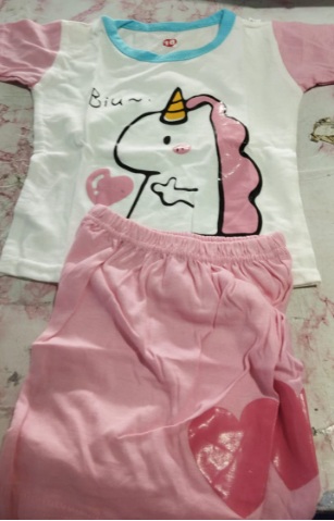 Private Label BubbleBerry T Shirt and Shorts Set for Girls Nightwear and Homewear Cute Unicorn Printed in White Colour Comfortable 100 Cotton Fabric size 18