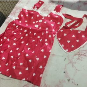 Private Label baby heart print guipure lace trim cami dress with bag 0 1 years