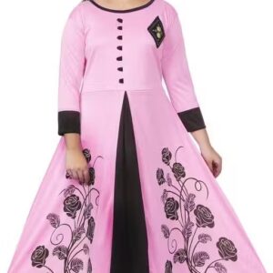 Private Label Cute Elegant Pink Printed Dress of Girls Frocks 6 To 7 Years