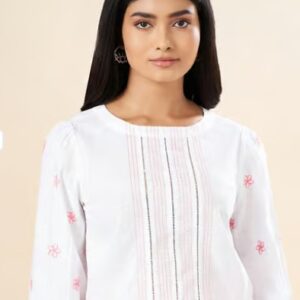 Pantaloons White Embroidered Top XS