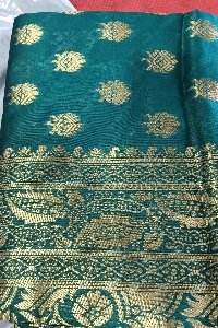 Private Label Womens Benarasi Saree Green