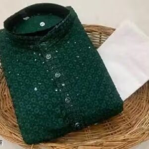 Private Label Kids Boys Kurta And Pant Set Green Colour 40 Size