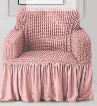 Cortina Elastic Stretchable Polyester Bubble Sofa Cover with Frill 1 Seater Peach