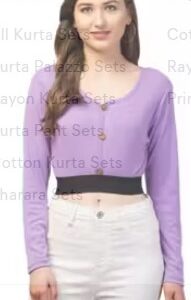 Private Label otton Lycra Western Wear Crop Tops For Girls Size 30 Colour Perpule