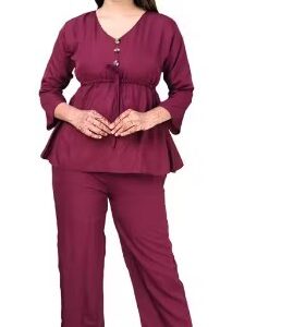 Private Label Trendy Graceful Women Top Bottom Sets Size 34 Colour Pink