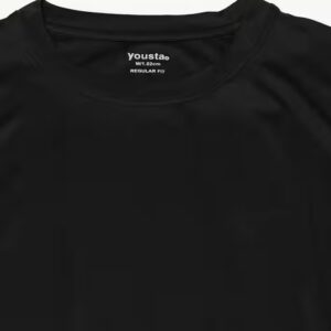YOUSTA Men Regular Fit Crew Neck T Shirt Black Colour L size