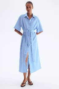 H M Linen Blend shirt dress Sky XL Size