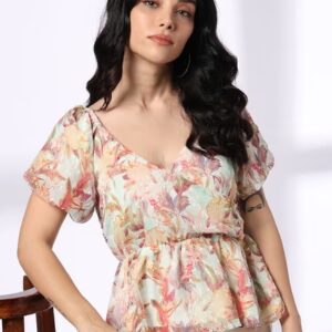 Mix Players Women Floral Print Relaxed Fit Top L Size Multicolour
