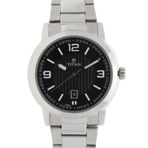 Titan Quartz Analog Analog with Date Black Dial Stainless Steel Strap Watch for Men ns1730sm02