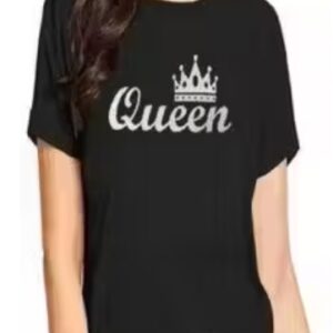 Private Label NEW TRENDY QUEEN PRINTED TSHIRT FOR WOMEN black colour size M