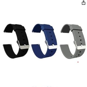Private Label Pack of 3 Watch Strap Silicone Belt Black Blue Grey