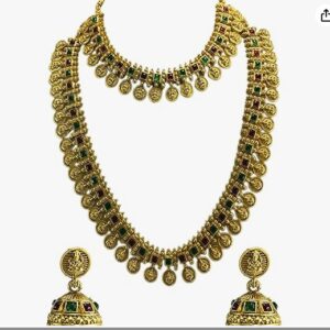 Private Label THE OPAL FACTORY Gold Plated Traditional Lakshmi Temple Jewellery Bridal Set