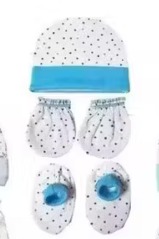 Private Label Cotton Baby Caps Mittens Booties Combo Pack of 4 Multicolour