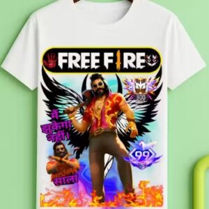 Private Label Free Fire printed t shirts Size 34 white
