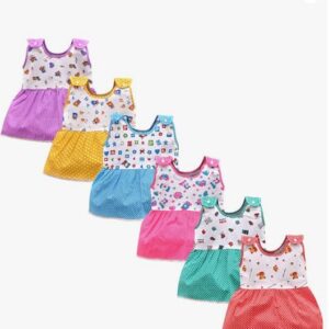 Private Label Baby Girls Cotton Dress Pack of 6 Multicolour 0To3 Month Girl