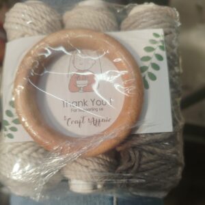 1 Pcs Natural Wooden Rings For Curtains Diy Craft Projects Off White Thread 3Pcs