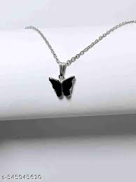 Silver Color Butterfly Pendant Chain For Women